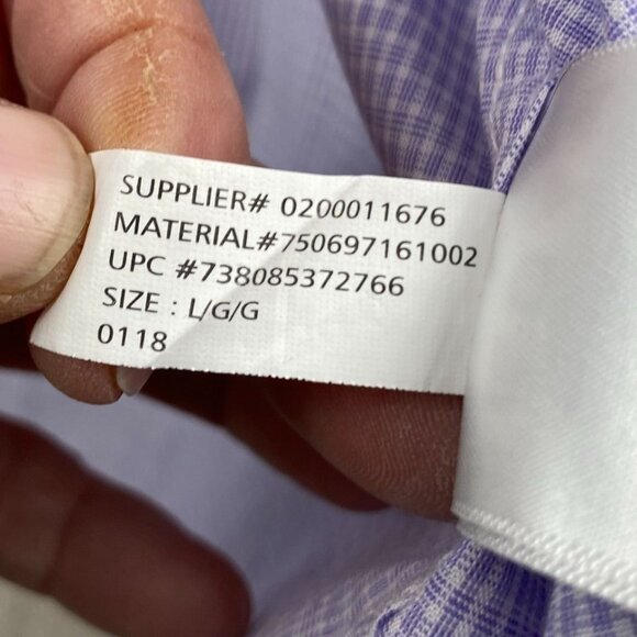 Chaps Men's Oxford Shirt Large Purple Check Easy Care Short Sleeve Button-Down - Picture 8 of 9